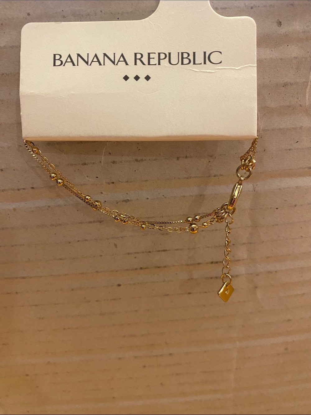 Banana Republic Gold Layered Beaded Chain bracelet. Three strands. NWT Adjusts
